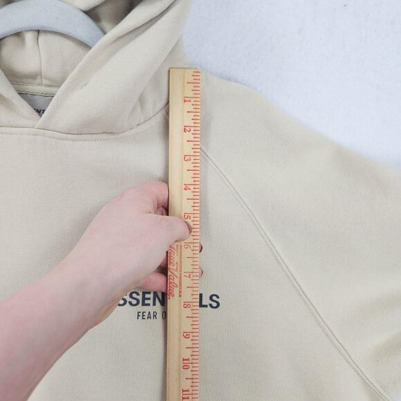 Fear Of God Essentials Hoodie Men Medium Desert Cream Cotton Pullover Sweatshirt - Picture 6 of 14